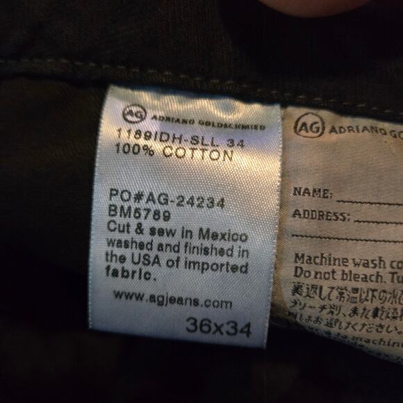 AG Adriano Goldschmied Navy Cotton Pants Size 36x34 Lightweight - Picture 3 of 10